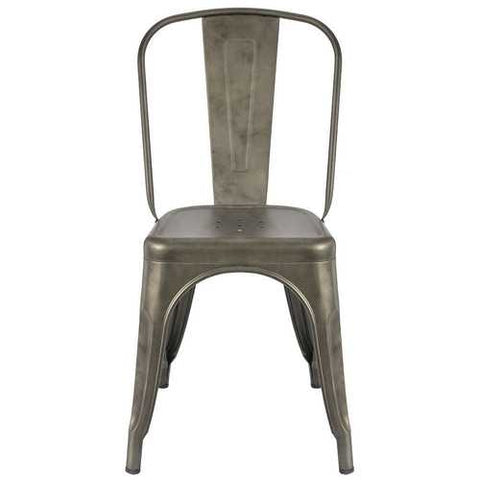 Image of Set of 4 - Stackable Modern Cafe Bistro Dining Side Chair in Gun Metal Finish