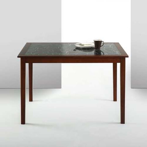 Image of Rectangular 48 x 36 inch Brown Wood Dining Table with Faux Marble Top