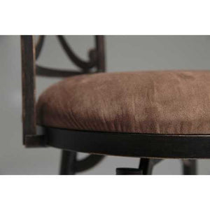 Blackened Bronze Metal 30-inch Bar Stool with Brown Microfiber Swivel Seat