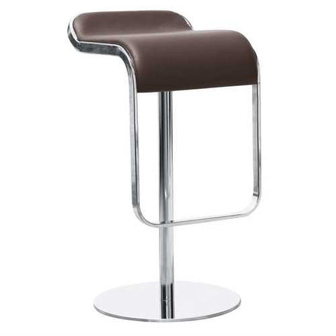 Image of Contemporary Stainless Steel Barstool Chair with brown leather seat