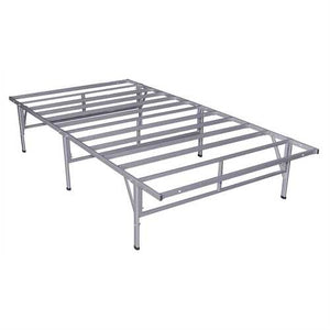 Full Metal Platform Bed Frame in Grey Silver Finish