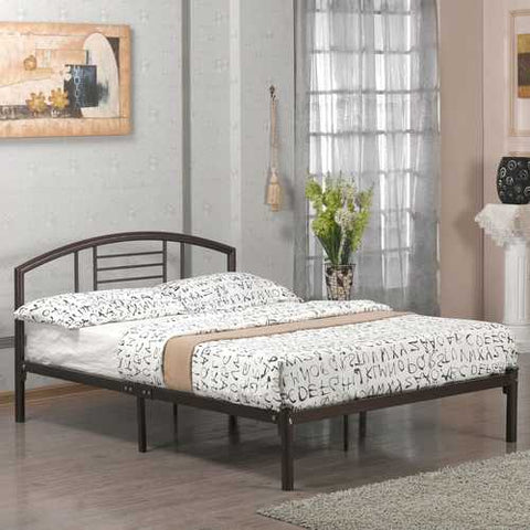 Image of Full size Platform Metal Bed Frame with Headboard in Bronze Finish