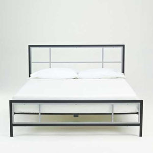 Full size Modern Metal Platform Bed Fame with Headboard Footboard and Wood Slats