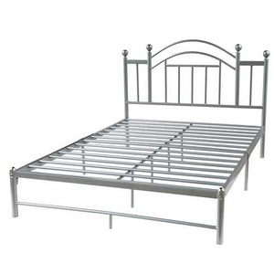 Full size Metal Platform Bed Frame with Headboard and Footboard in Silver