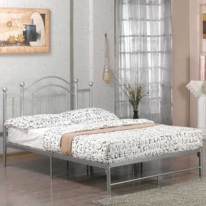 Full size Metal Platform Bed Frame with Headboard and Footboard in Silver