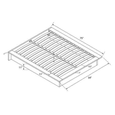 Image of Full size Modern Padded Faux Leather Platform Bed Frame in Black with Wooden Slats