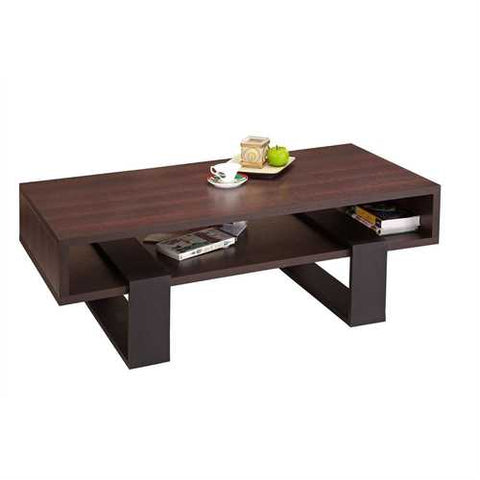 Image of Modern Coffee Table in Black and Walnut Brown Finish