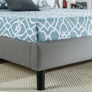 Full size Grey Upholstered Platform Bed with Classic Button Tufted Headboard