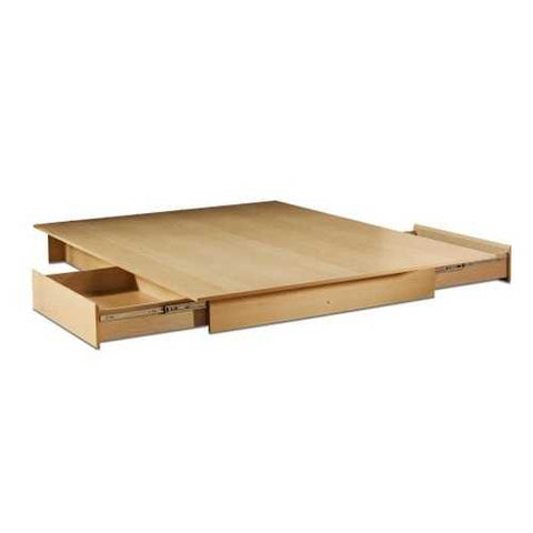 Image of Full / Queen size Modern Platform Bed Frame in Natural Wood Finish