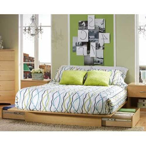 Full / Queen size Modern Platform Bed Frame in Natural Wood Finish