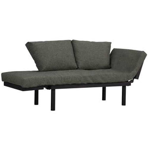 Modern Futon Sofa Bed Recliner Daybed with Grey Linen Cushions