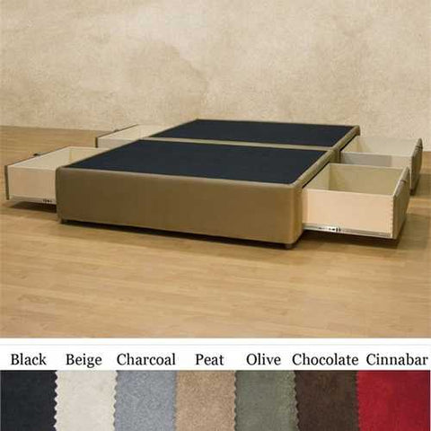 Image of Full size Charcoal Microfiber Upholstered Platform Bed with 4 Storage Drawers