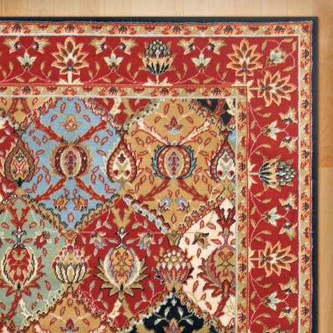 Image of 5'3" x 7'3" Area Rug in Red Blue Black Oriental Pattern