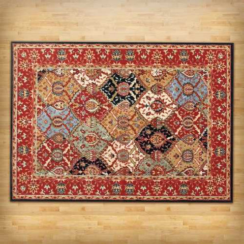 Image of 5'3" x 7'3" Area Rug in Red Blue Black Oriental Pattern