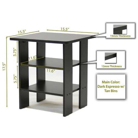 Image of Espresso End Table Nightstand for Bedroom or Living Room