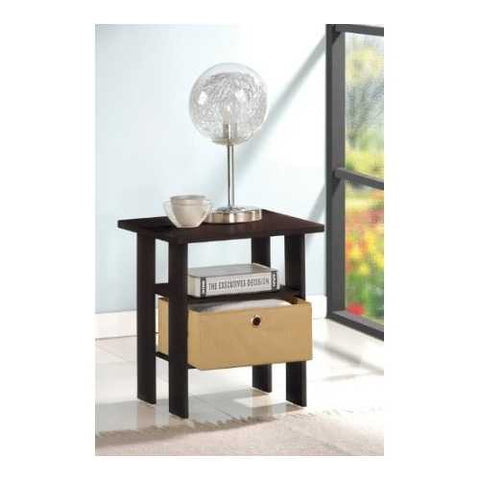 Image of Espresso End Table Nightstand for Bedroom or Living Room