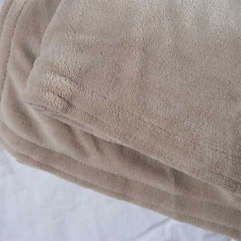 Image of Full size Tan Linen Beige Microplush Warming Electric Blanket with Digital Controller