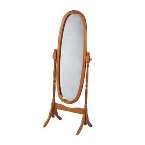 Oval Cheval Mirror in Oak Finish