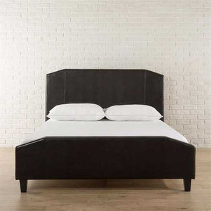 Full size Espresso Faux Leather Upholstered Platform Bed with Headboard & Footboard