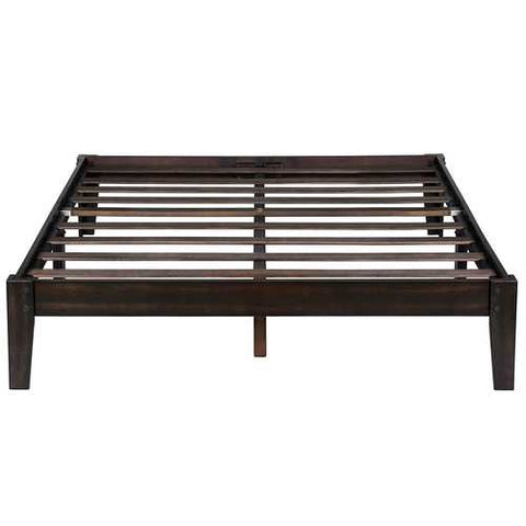 Image of Full size Solid Wood Platform Bed Frame in Black Finish