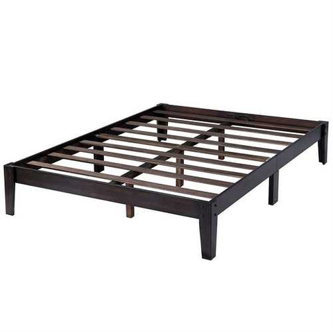 Image of Full size Solid Wood Platform Bed Frame in Black Finish