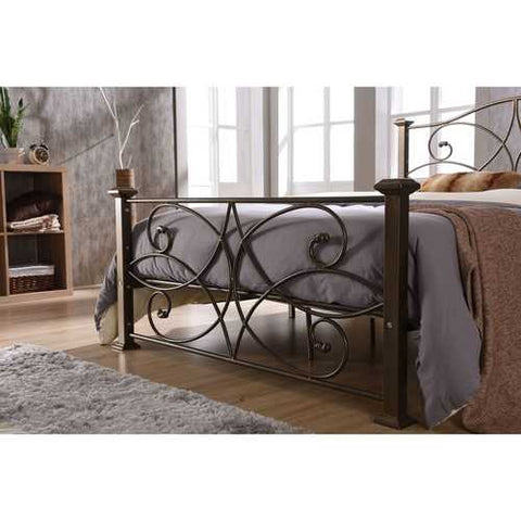 Image of Full size Gold Metal Platform Bed Frame with Headboard and Footboard