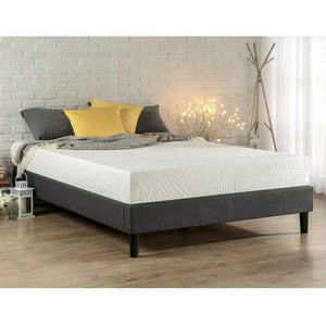 Full size Upholstered Platform Bed Frame with Padded Grey Upholstery