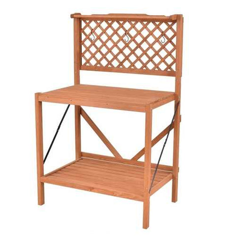 Image of Folding Wooden Garden Workstation Potting Bench with Shelf