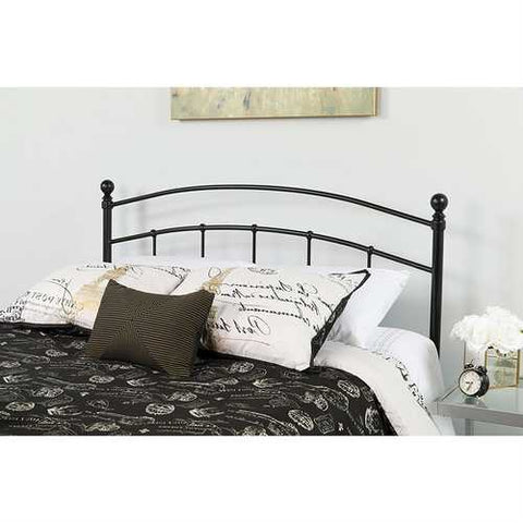 Image of Full size Classic Black Metal Headboard with Round Posts