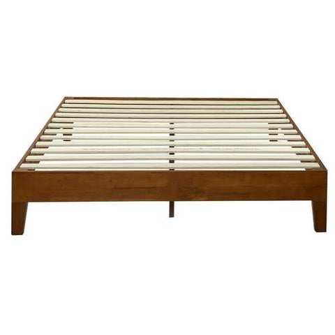 Image of Full size Low Profile Platform Bed Frame in Cherry Wood Finish