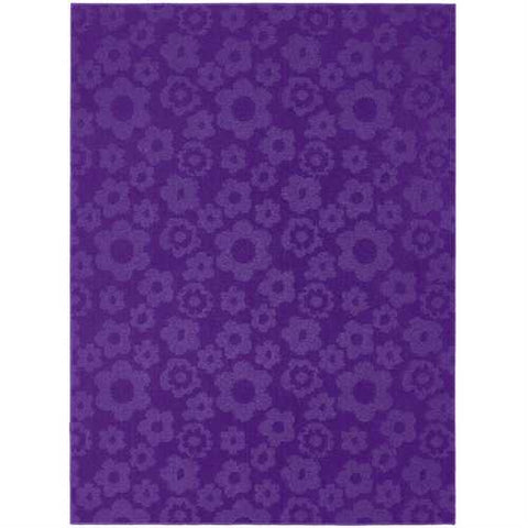 Image of 5' x 7' Purple Area Rug with Floral Flowers Pattern - Made in USA