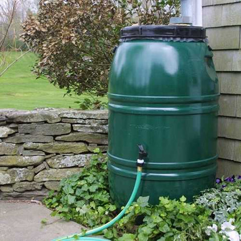 Image of 60-Gallon High Density Polyethylene Plastic Rain Barrel in Forest Green