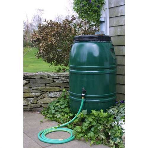 Image of 60-Gallon High Density Polyethylene Plastic Rain Barrel in Forest Green