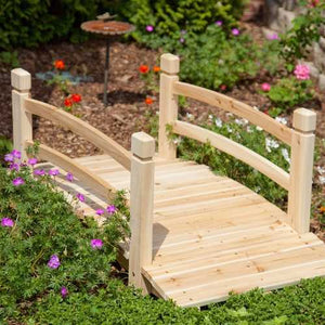 4-Ft Garden Bridge with Railings in Weather Resistant Fir Wood