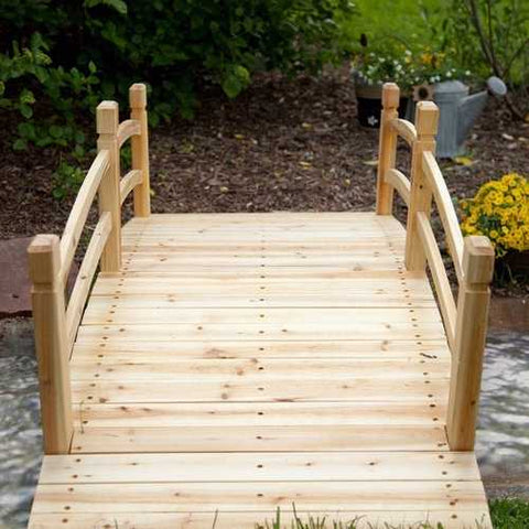 Image of 8-Ft Freestanding Landscape Garden Bridge in Unfinished Fir Wood