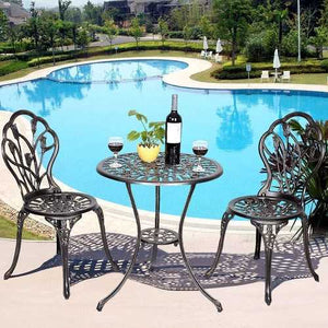 Outdoor 3-Piece Metal Patio Furniture Set in Antique Bronze Finish