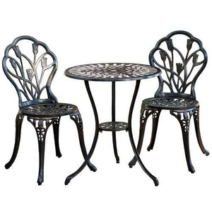 Outdoor 3-Piece Metal Patio Furniture Set in Antique Bronze Finish