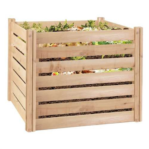 Image of Outdoor 174-Gallon Wooden Compost Bin made from Eco-Friendly Cedar Wood