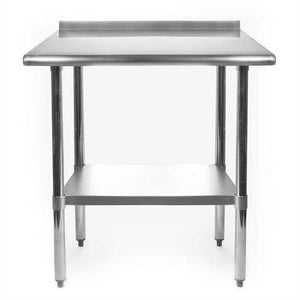 Heavy Duty 30 x 24 inch Stainless Steel Restaurant Kitchen Prep Work Table with Backsplash