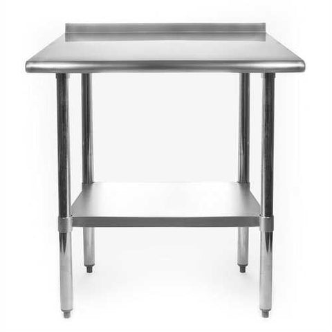 Image of Heavy Duty 30 x 24 inch Stainless Steel Restaurant Kitchen Prep Work Table with Backsplash