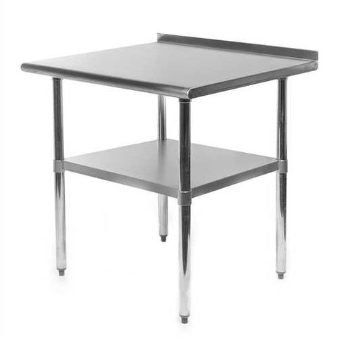 Image of Heavy Duty 30 x 24 inch Stainless Steel Restaurant Kitchen Prep Work Table with Backsplash