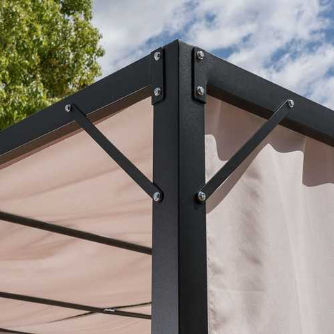 Image of Heavy Duty Steel Frame Outdoor Gazebo Pergola with Beige Fabric Sun Shade