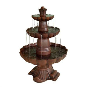 3-Tier Outdoor Garden Fountain in Durable Poly-Vinyl Composite - Bronze Color