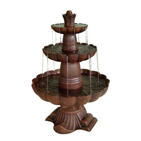 Image of 3-Tier Outdoor Garden Fountain in Durable Poly-Vinyl Composite - Bronze Color