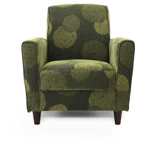 Image of Contemporary Green Fabric Upholstered Flared Arm Accent Chair with Wood Legs