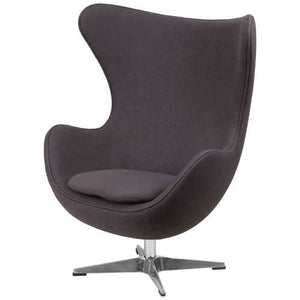 Grey Wool Fabric Upholstered Mid-Century Style Arm Chair