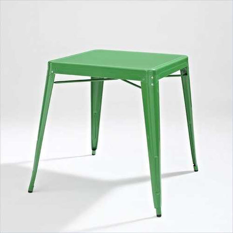 Image of Contemporary French Cafe Style Sturdy Metal Dining Table in Green