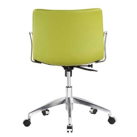 Image of Green Faux Leather Modern Mid-Back Office Chair with Curved 26.7 inch Wide Seat