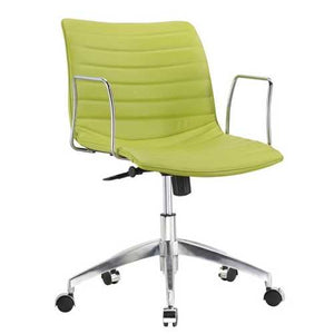 Green Faux Leather Modern Mid-Back Office Chair with Curved 26.7 inch Wide Seat