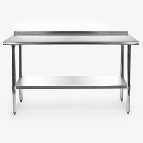 Image of Stainless Steel 60 x 24 inch Heavy Duty NSF Certified  Work Bench Prep Table with Backsplash